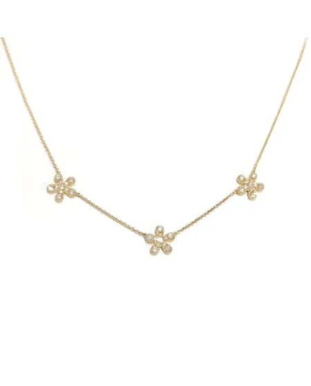 Collier ras du cou Crivelli en or rose avec fleurs et diamants