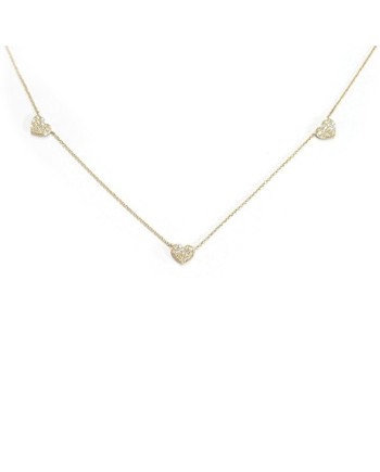 Collier ras de cou Crivelli en or jaune avec cœurs et diamants