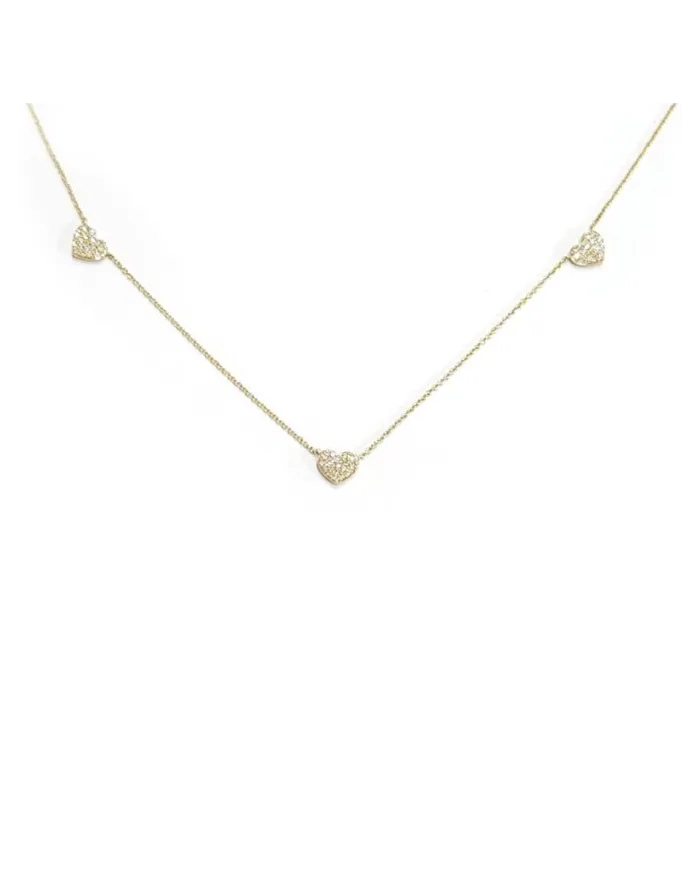 Crivelli Choker in Yellow Gold with Hearts and Diamonds