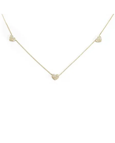 Collier ras de cou Crivelli en or jaune avec cœurs et diamants