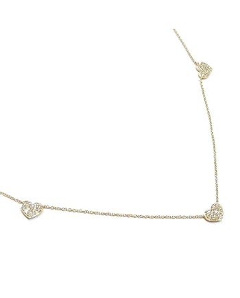 Collier ras de cou Crivelli en or jaune avec cœurs et diamants