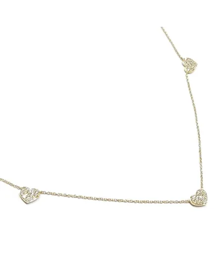 Collier ras de cou Crivelli en or jaune avec cœurs et diamants