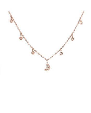 Tour de cou Fantasy Crivelli en or rose avec lune et diamants
