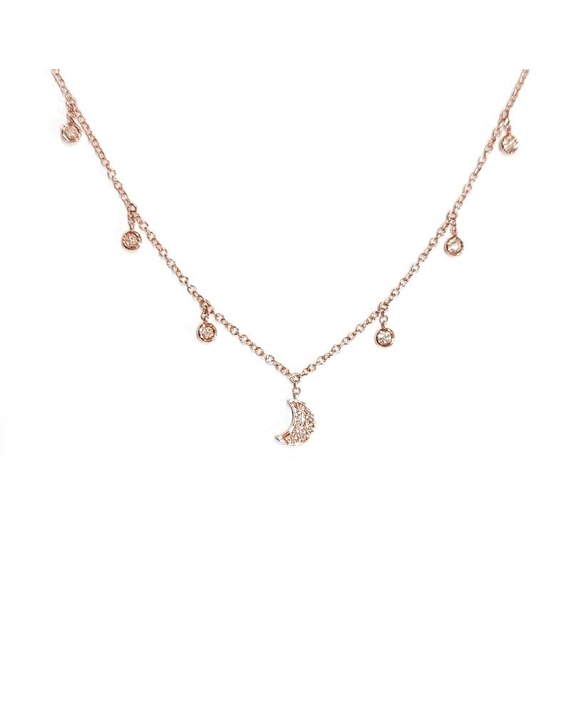 Girocollo Crivelli Fantasia in Oro Rosa con Luna e Diamanti