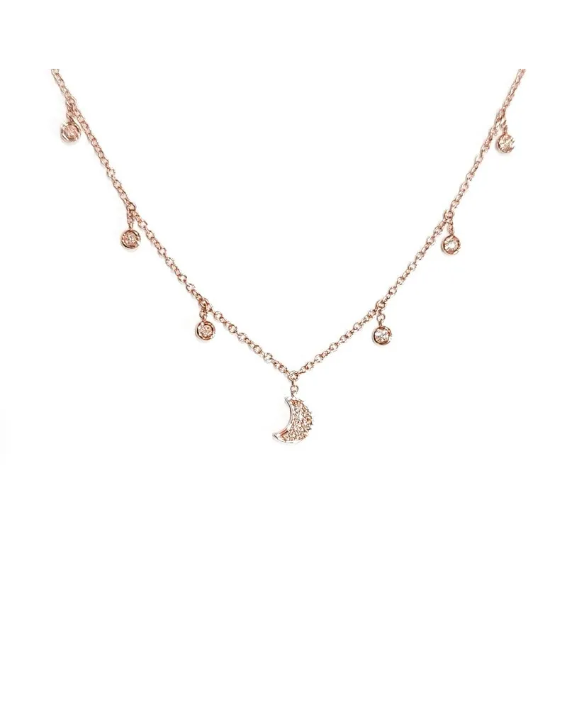 Tour de cou Fantasy Crivelli en or rose avec lune et diamants