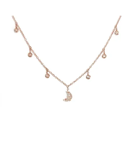 Tour de cou Fantasy Crivelli en or rose avec lune et diamants