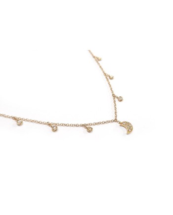 Girocollo Crivelli Fantasia in Oro Rosa con Luna e Diamanti