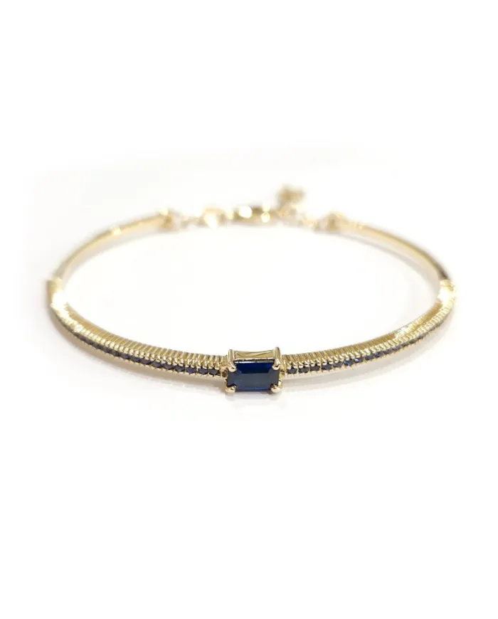 Bracelet Rigide Malafimmina Joy en Or Jaune avec Saphirs Bleus