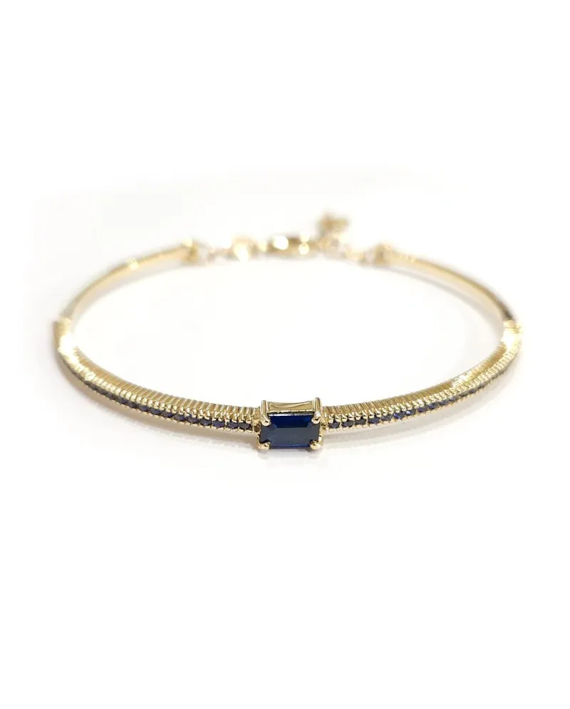 Bracciale Rigido Malafimmina Joy in Oro Giallo con Zaffiri Blu