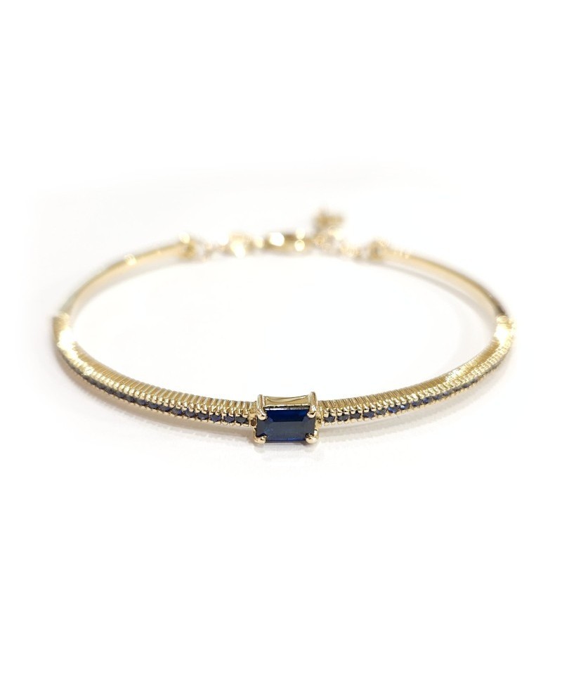 Bracelet Rigide Malafimmina Joy en Or Jaune avec Saphirs Bleus