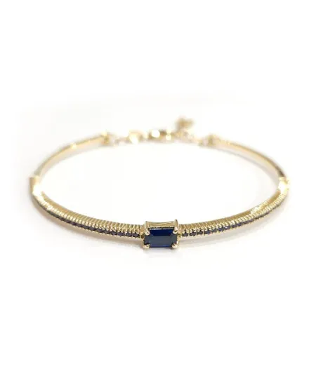 Bracciale Rigido Malafimmina Joy in Oro Giallo con Zaffiri Blu