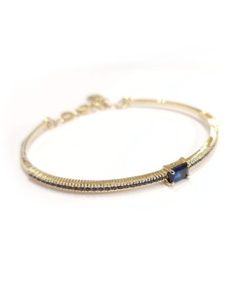 Malafimmina Joy Rigid Bracelet in Yellow Gold with Blue Sapphires