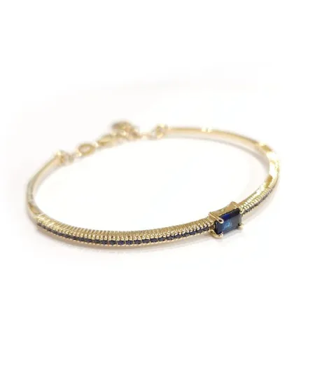 Bracelet Rigide Malafimmina Joy en Or Jaune avec Saphirs Bleus