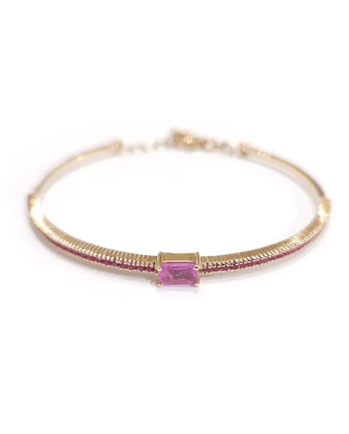 Malafimmina Joy Rigid Bracelet in Rose Gold with Pink Sapphires