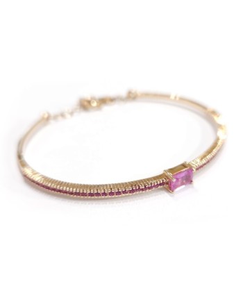 Bracelet Rigide Malafimmina Joy en Or Rose avec Saphirs Roses
