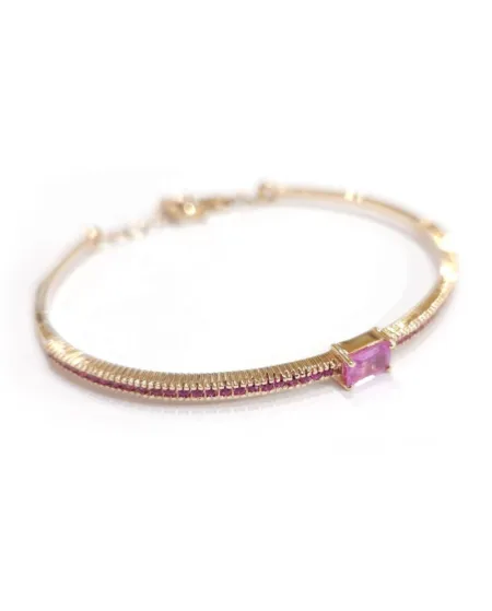 Malafimmina Joy Rigid Bracelet in Rose Gold with Pink Sapphires