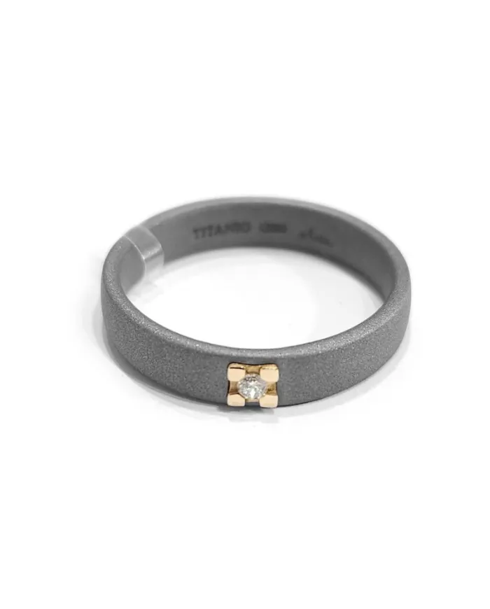 Antaeus Ring in Titanium with Gold and Diamond
