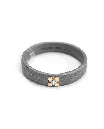 Bague Antée en Titane avec Or et Diamant