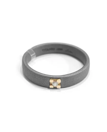 Fede Anteo in Titanio con Oro e Diamante