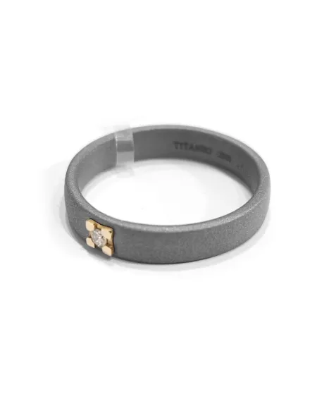 Bague Antée en Titane avec Or et Diamant
