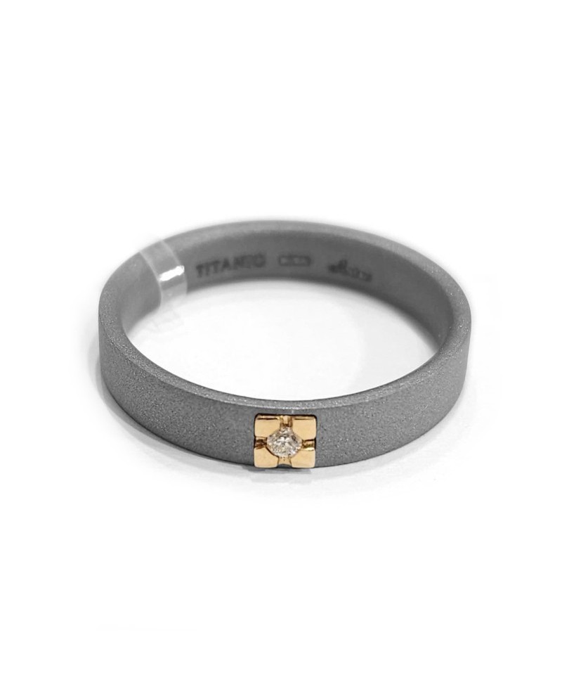 Anteo Ring in Titanium with Gold and Diamond