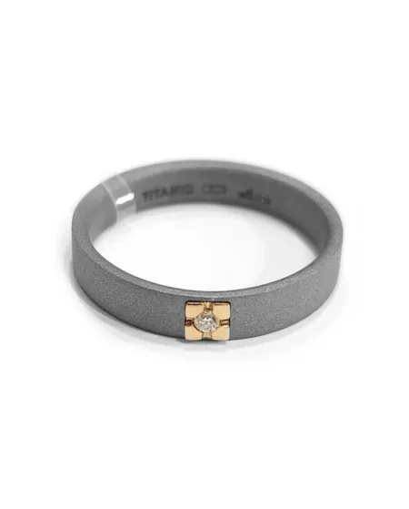 Fede Anteo in Titanio con Oro e Diamante