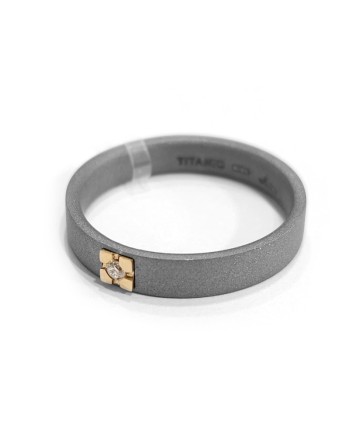 Anteo Ring in Titanium with Gold and Diamond