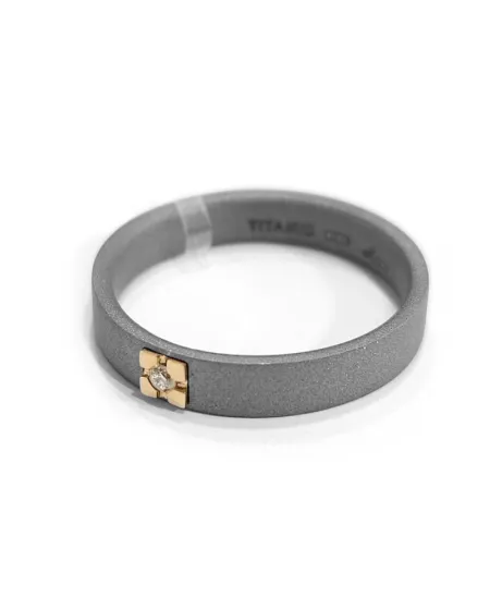 Bague Antée en Titane avec Or et Diamant