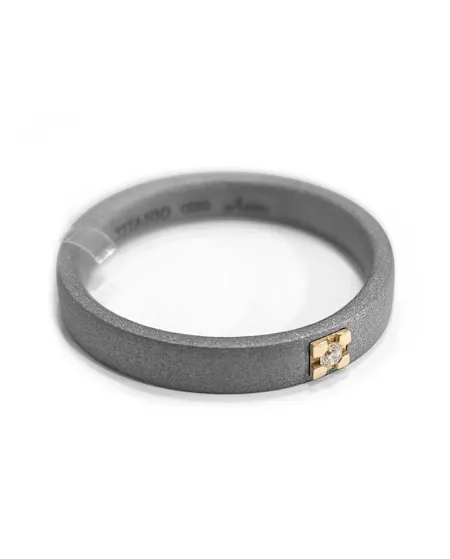 Fede Anteo in Titanio con Oro e Diamante