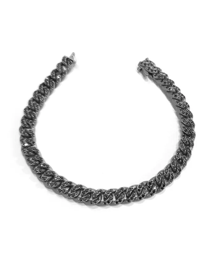 Anteo Audace Natural Bracelet in Titanium with Black Diamonds