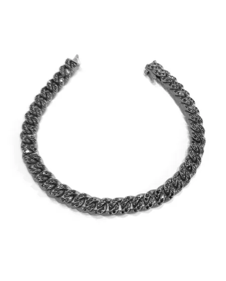 Bracelet Naturel Anteo Audace en Titane avec Diamants Noirs