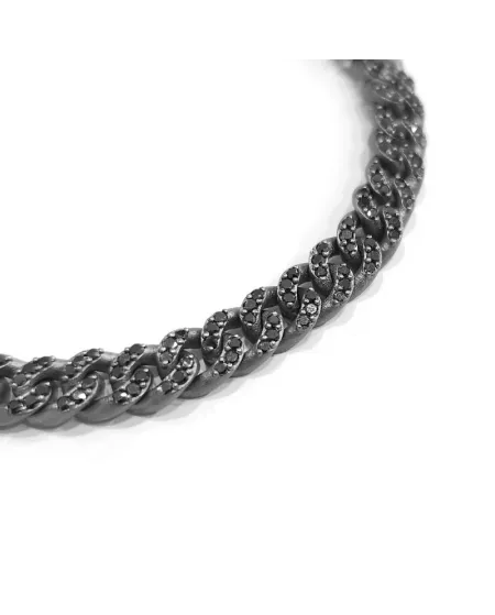 Bracelet Naturel Anteo Audace en Titane avec Diamants Noirs