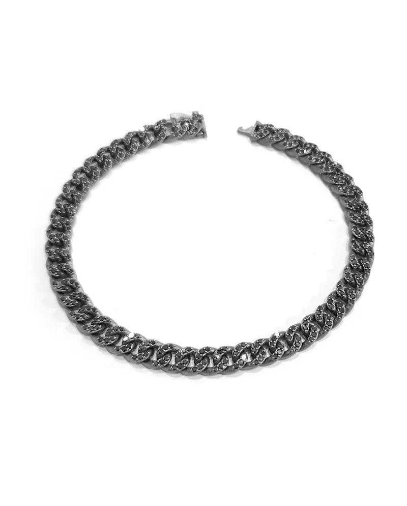 Bracelet Naturel Anteo Audace en Titane avec Diamants Noirs