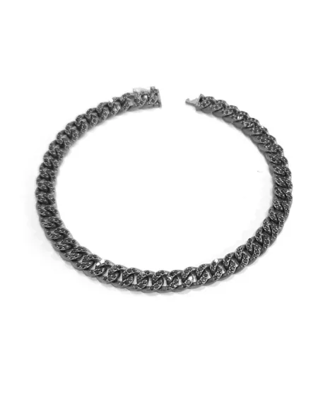 Bracelet Naturel Anteo Audace en Titane avec Diamants Noirs