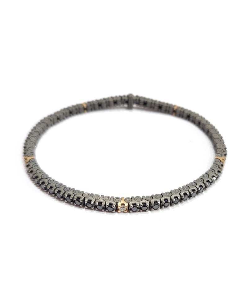Anteo Journey Tennis Bracelet in Titanium and Gold with Diamonds