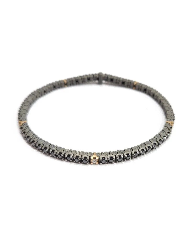 Anteo Journey Tennis Bracelet in Titanium and Gold with Diamonds