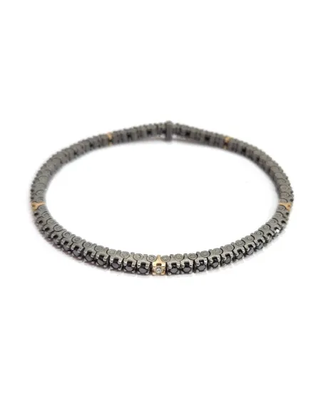 Anteo Journey Tennis Bracelet in Titanium and Gold with Diamonds