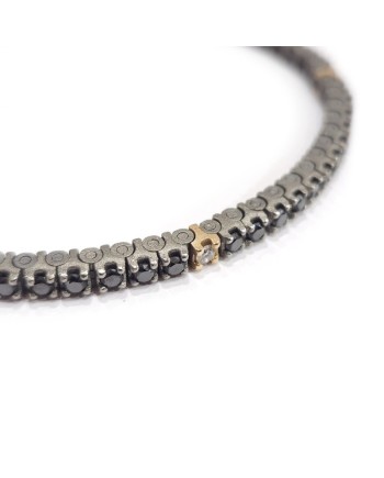 Anteo Journey Tennis Bracelet in Titanium and Gold with Diamonds