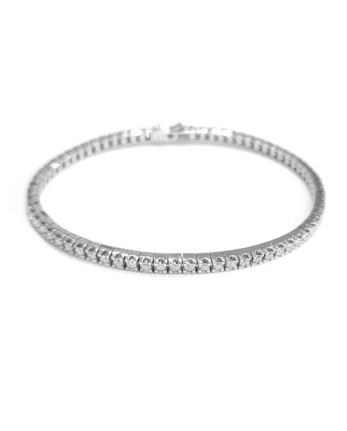Bracelet tennis enveloppant Anteo en or blanc avec diamants blancs