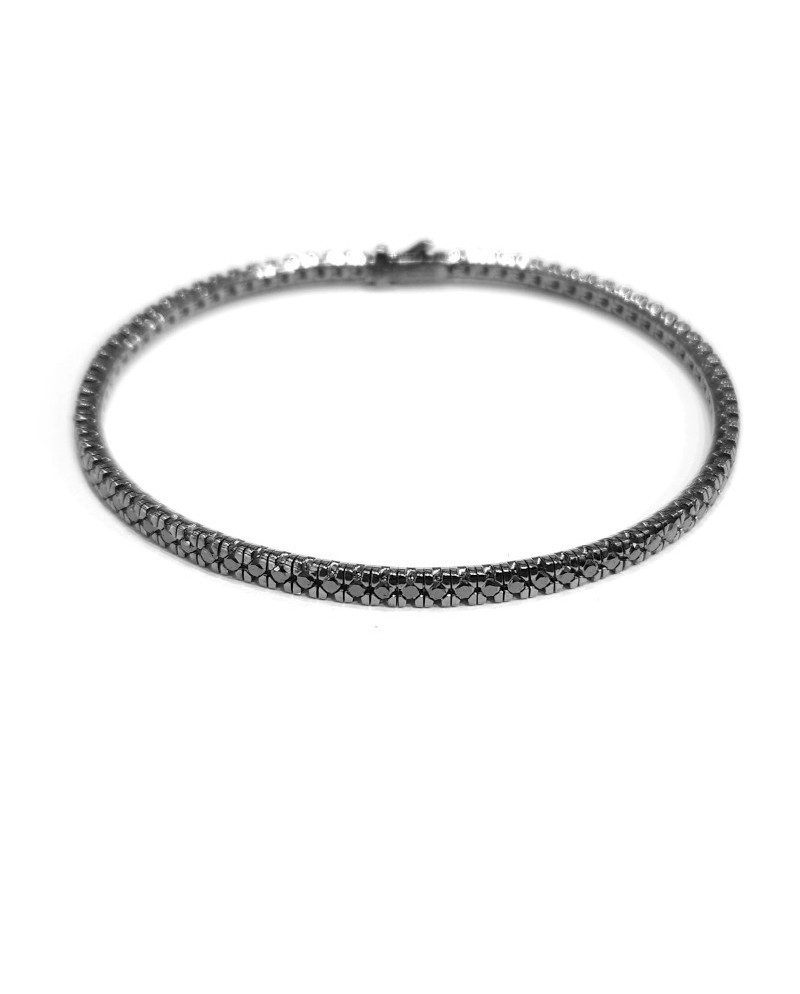 Bracelet tennis enveloppant Anteo en or bruni avec diamants noirs