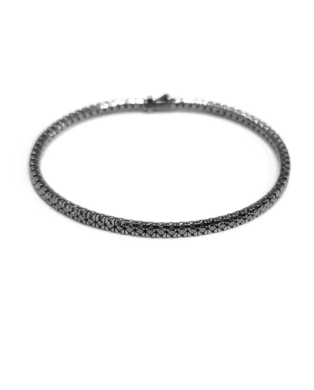 Bracelet tennis enveloppant Anteo en or bruni avec diamants noirs