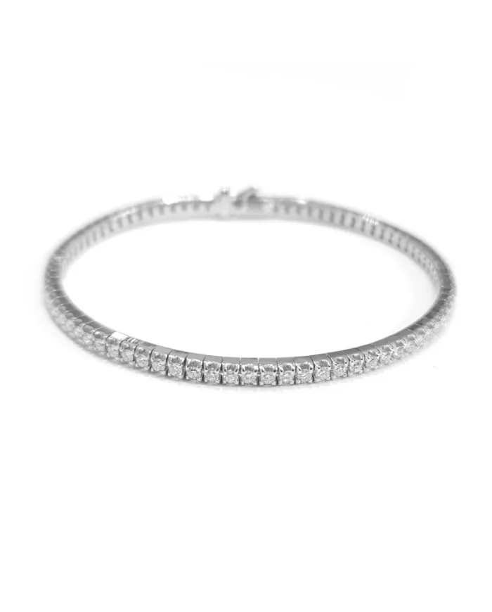 Bracelet tennis enveloppant Anteo en or blanc avec diamants blancs