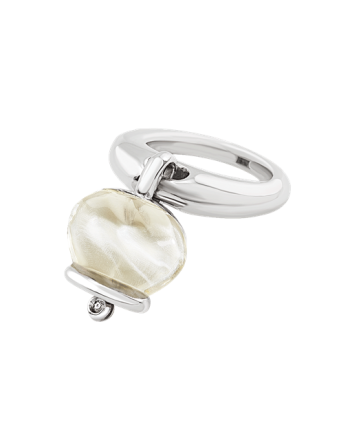 Anello Medio Chantecler Et Voilà Campanelle in Argento e Resina Bianca con Diamante