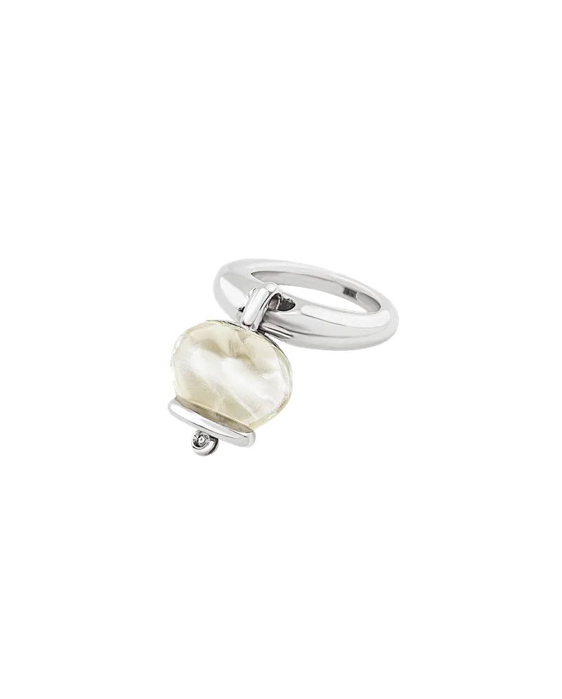 Anello Medio Chantecler Et Voilà Campanelle in Argento e Resina Bianca con Diamante