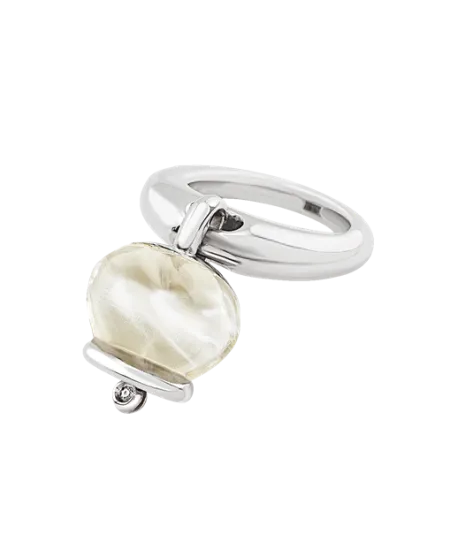 Chantecler Et Voilà Campanelle Medium Ring in Silver and White Resin with Diamond