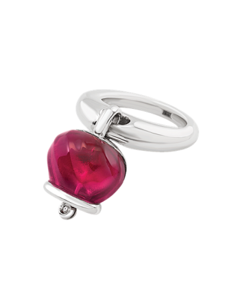 Anello Medio Chantecler Et Voilà Campanelle in Argento e Resina Borgogna con Diamante
