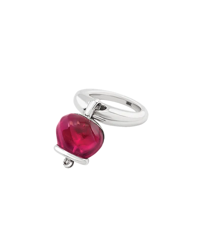 Chantecler Et Voilà Campanelle Medium Ring in Burgundy Silver and Resin with Diamond