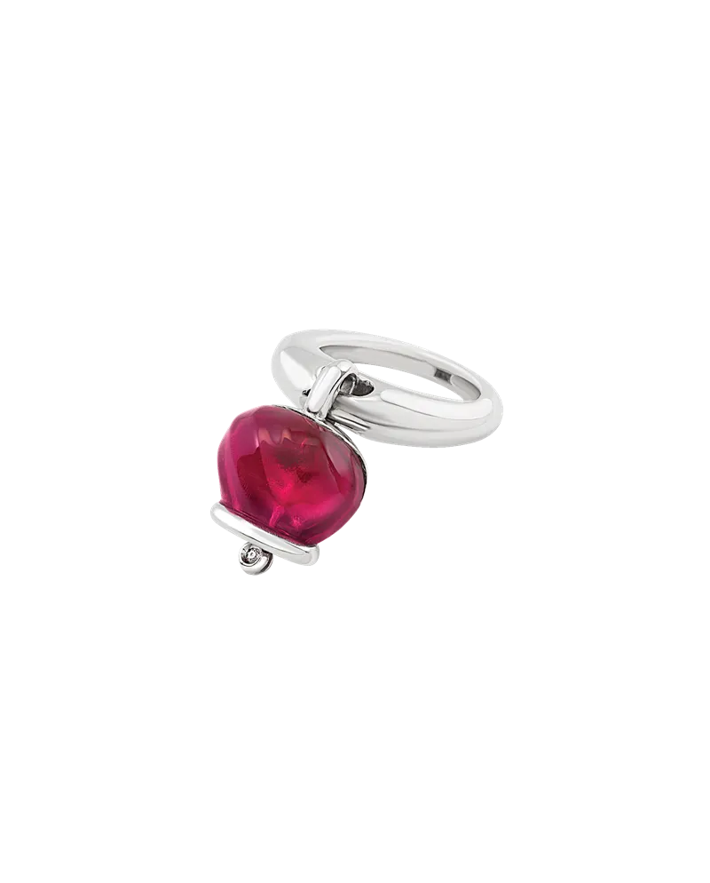 Chantecler Et Voilà Campanelle Medium Ring in Burgundy Silver and Resin with Diamond