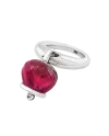 Anello Medio Chantecler Et Voilà Campanelle in Argento e Resina Borgogna con Diamante