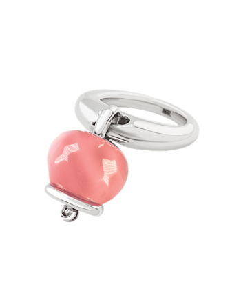 Chantecler Et Voilà Bague Campanelle Medium en Argent et Résine Rose avec Diamant